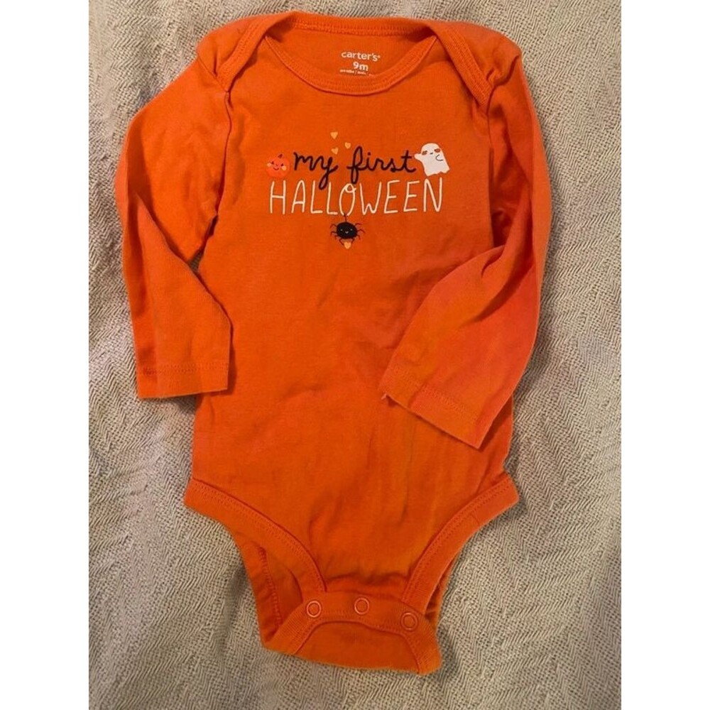 Carters 3 piece bundle, cat , boo crew, my first halloween, orange black. 9 mo
